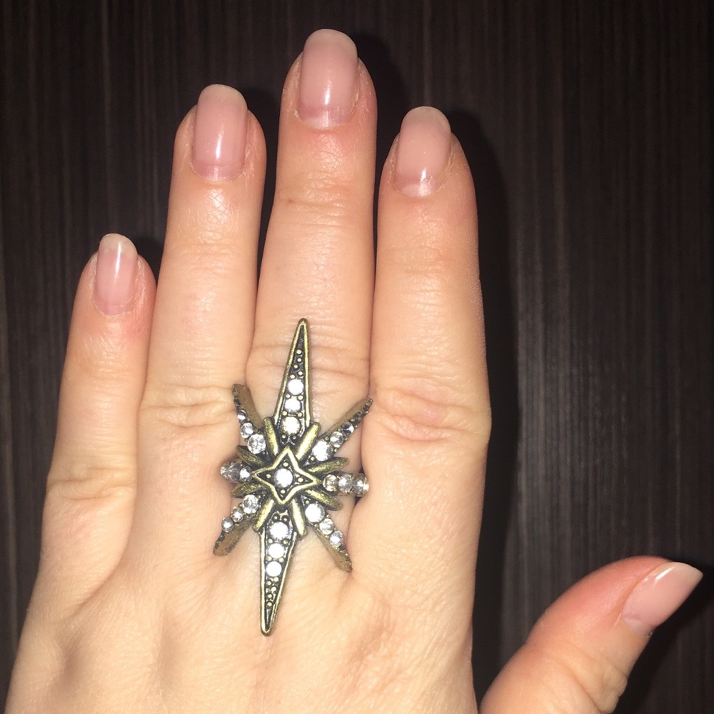 Costume pave starburst ring - fits about a size 8